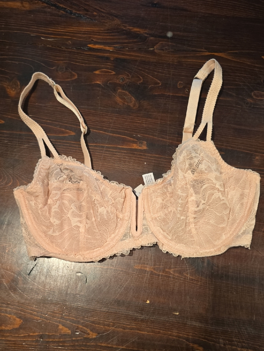 Auden Unlined Floral Lace Underwire Bra Blush Pink Size 34D